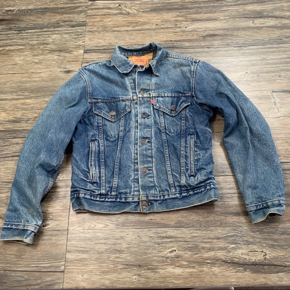 Levi’s Strauss Vintage Plaid Lined Jean Denim Jacket Size 38